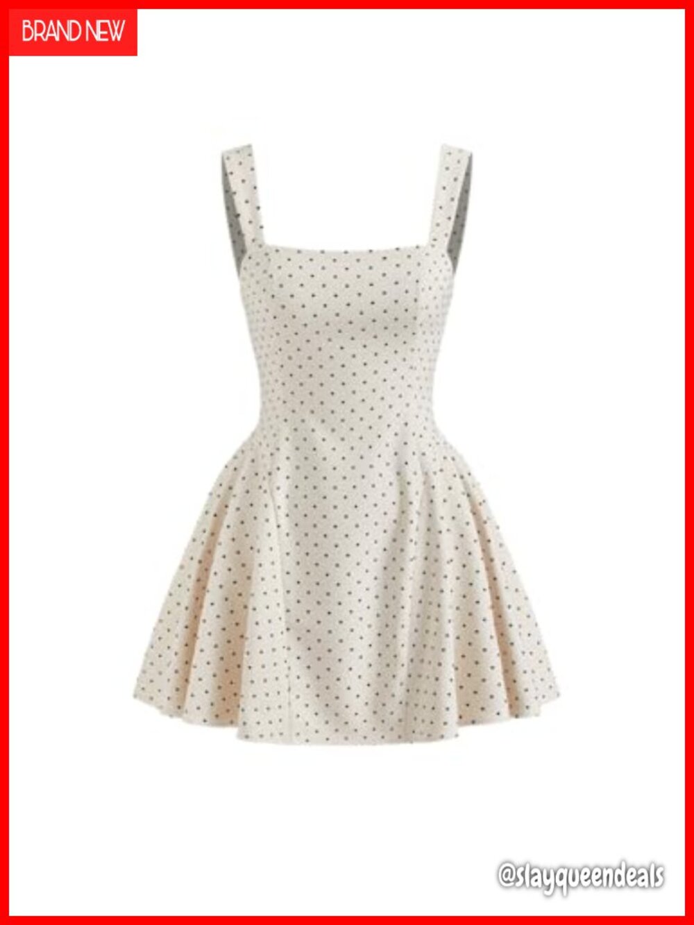 Womens Polka Dot Mini Dress Square Neck Sleeveless Going Out Summer Date Night